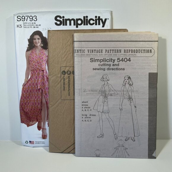 Simplicity S9793 1970s Vintage Reprint Halter Wrap Dress Sewing Pattern Sz 8-16 - Picture 7 of 7